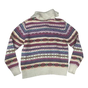 Heirloom collectibles size large fair isle multicolor full zip sweater nordic thumbnail 2