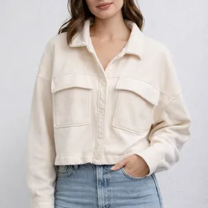 Abercrombie & Fitch Button Down Jacket Sweater Size Large Ivory Cream thumbnail 1