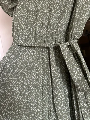 Papaya Olive Green Floral Maxi Dress with Self-Tie Belt thumbnail 2