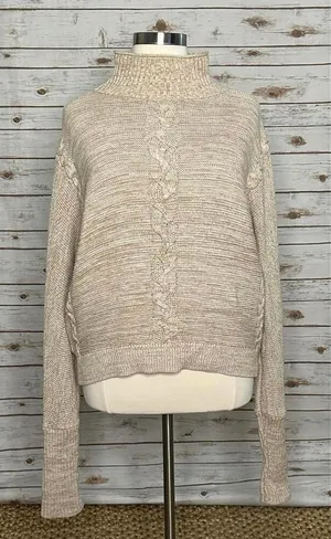 GAP marled mock neck cotton cable knit sweater Size XL thumbnail 1