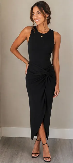 BHLDN Black Sleeveless High Neck Knotted Maxi Gown Dress XS thumbnail 1