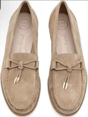 Paul Green Dusty Flats in a soft suede beige Size 5.5 US 8 Loafer Bow thumbnail 1