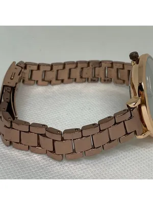 Accutime women’s watch brown tone quartz analog 35mm links bracelet running thumbnail 6