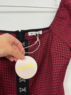 Wild Honey Small Red & Black Buffalo Plaid Goth Mini Dress thumbnail 6