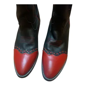 Dan post size 5 D Black Red leather Cowboy Boots country western rodeo thumbnail 5