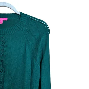 Lilly Pulitzer Sweater Womens Medium Green Crewneck Pullover Sweatshirt thumbnail 3