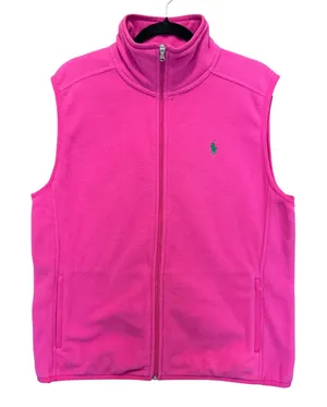 BTG Polo Golf Ralph Lauren Fleece Vest XL Pink Full Zip Layering Preppy Luxury thumbnail 1