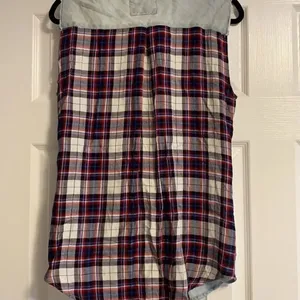 Rails Denim & Plaid Button Down Sleeveless Top thumbnail 6