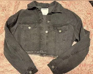 Garage Black cropped jean jacket thumbnail 1