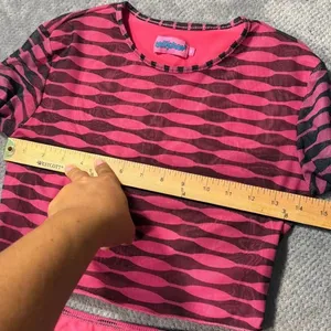 Edikted Pink Black Zebra Mesh 2 Piece Set Crop Top Ruched Mini Skirt Size M Y2K thumbnail 6