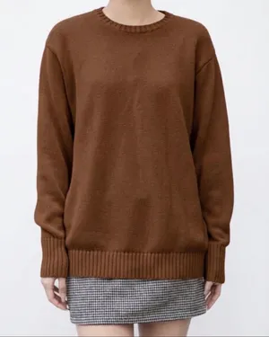Brandy Melville Oversized Brown Sweater Crewneck S M L thumbnail 1