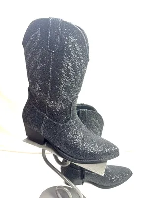 Portland Boot Company Black Sequin Western Cowboy Boots Shoes Womens Size 8 thumbnail 1