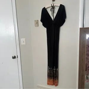 Chic Black and Orange Maxi Dress thumbnail 7