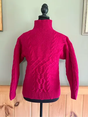 Vintage Ralph Lauren 100% Wool Cable Knit Turtleneck Sweater Pink Size Small thumbnail 4