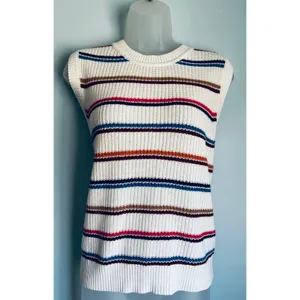 St. John's Bay Knit Sweater Vest Striped Women's Medium thumbnail 5