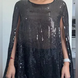 DKNY Black Sequin Women's elegant cape blazer thumbnail 12