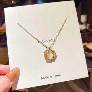 18K Gold Plated Cat's Eye Stone Pendant Necklace for Women thumbnail 1