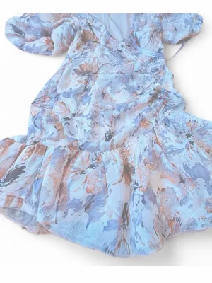 Missguided Women’s Floral Pattern Puff Sleeve Grill Frill Mini Dress Size 4 thumbnail 8