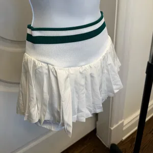 Free People Movement Doubles Skort Skirt White w Green Stripe NWOT thumbnail 6