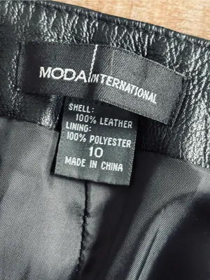 Moda International Black Leather Boot Cut Pants size 10 (15"W x 32" inseam) thumbnail 4