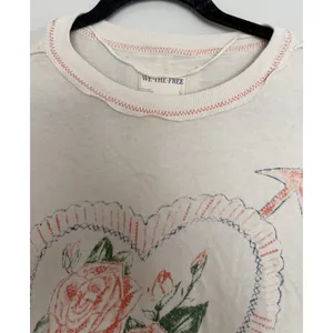 Free People We The Free Love Rose Tee Ivory Women's Size Small thumbnail 3