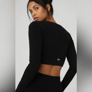 Alo Black Ribbed Top thumbnail 2