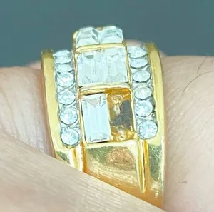 Vintage Unsigned Gold-tone Clear CZ Stones Fashion Row Ring Size 8 thumbnail 15