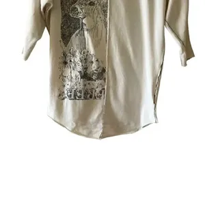 Free People White ¾ Long Sleeves Deer Graphic Bohemian Soft Cotton SZ SP # 1767 thumbnail 2