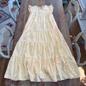English Factory Butter Yellow Tiered Ruffle Sleeve Maxi Dress Size Large thumbnail 1