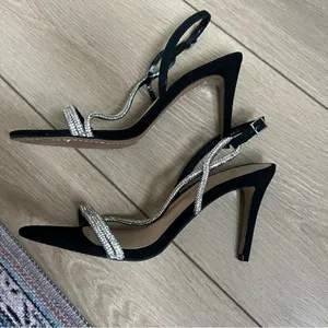Vince Camuto Womens Luanna Black Suede Rhinesone Sandals Heels Shoes 9.5 NWOT thumbnail 6