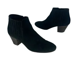 Aquatalia Suede Interior Zip Ankle‎ Boots Black 7.5 thumbnail 1