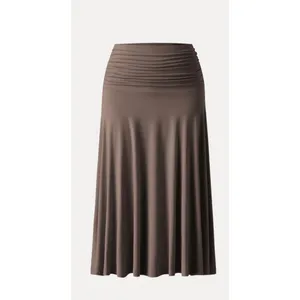 OGL Women's Size XL Iced Mocha Flowy Side Ruched A-Line Midi Skirt Casual thumbnail 3