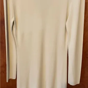 Max Studio Long button up cardigan with long sleeves in a cream color thumbnail 5