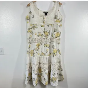 Vintage. Aman Boho Floral Lace‎ Tiered Dress 1X Cotton Sleeveless Cottagecore thumbnail 2