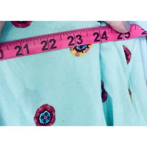 Mint Green Embroidered Boho Tunic Dress L Casual Summer Caftan Shift" thumbnail 7