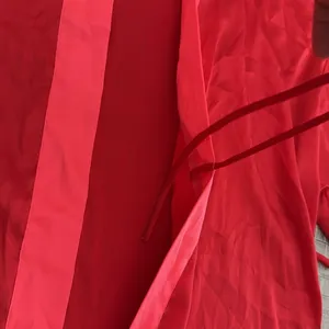 Victoria’s Secret Red Satin Kimono Robe XS/S Pink Trim (No Belt) thumbnail 4