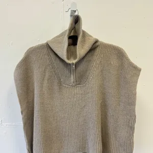 NWT Miss Love Taupe Ribbed Quarter Zip BoxySweater Vest SWT8095 Small thumbnail 3