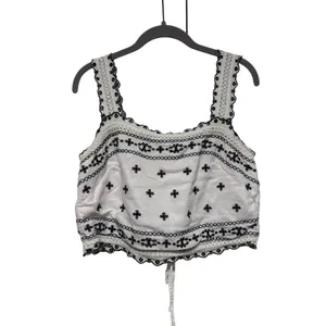 Abercrombie & Fitch White Cropped Tank with Black thumbnail 2