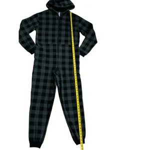 Fabletics Jumpsuit Women S Green Buffalo Plaid Fleece Hooded Pajamas Cabincore thumbnail 5