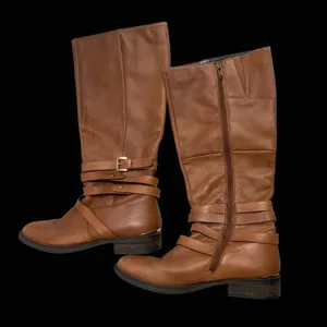 STEVE MADDEN‎ Albany Tall Cognac Brown Leather Equestrian Riding Boot Size 8 thumbnail 2