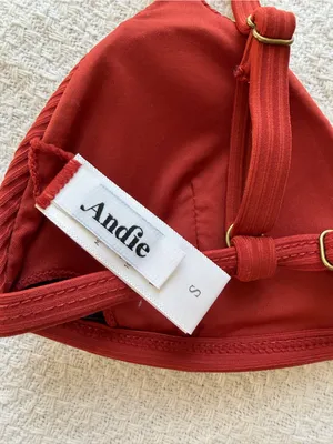 Andie The Gold Coast Bikini Top Ribbed Red Small thumbnail 4
