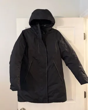 THE NORTH FACE Insulated Black Hooded Parka long size L 100% nylon and Goose thumbnail 1