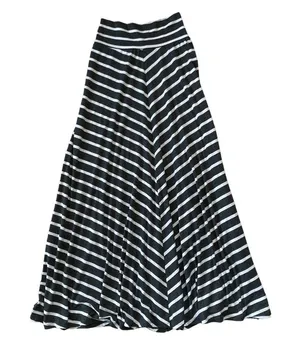 AB Studio gray and white stripe maxi skirt stretchy flowy women’s size small thumbnail 7