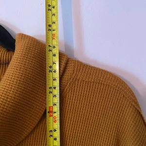 Maeve Anthropologie Burnt Orange Waffle Knit Cowlneck Sweater Loungewear Medium thumbnail 7