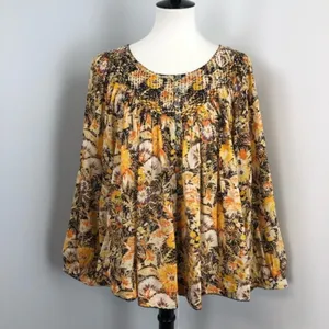 Free People Boho Floral Cool Meadow Printed Top in Midnight Combo Medium NEW thumbnail 3