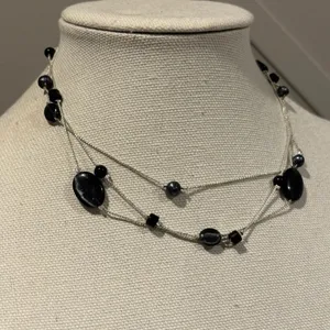 White House Black Market 18" Multi-Strand Black Bead Necklace thumbnail 11