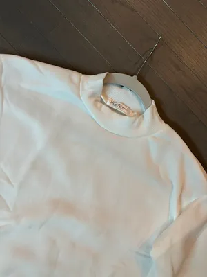 Lebina crew neck plain sweater with balloon sleeve in white thumbnail 5