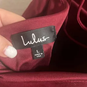 ✨Lulu’s Believe in Love Wine Red Backless Skater Sz Large Maroon Dress✨ thumbnail 13