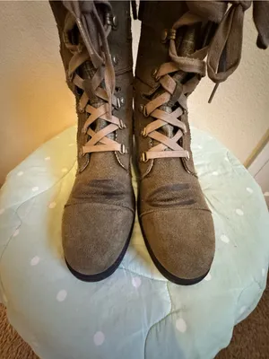 Sorel Olive Green Suede & Fabric Lace-Up Ankle Boots size 10.5 thumbnail 5