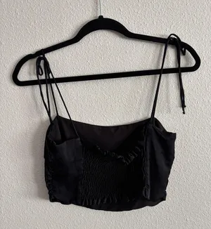 ZARA Black Crop Top Medium Tank thumbnail 2